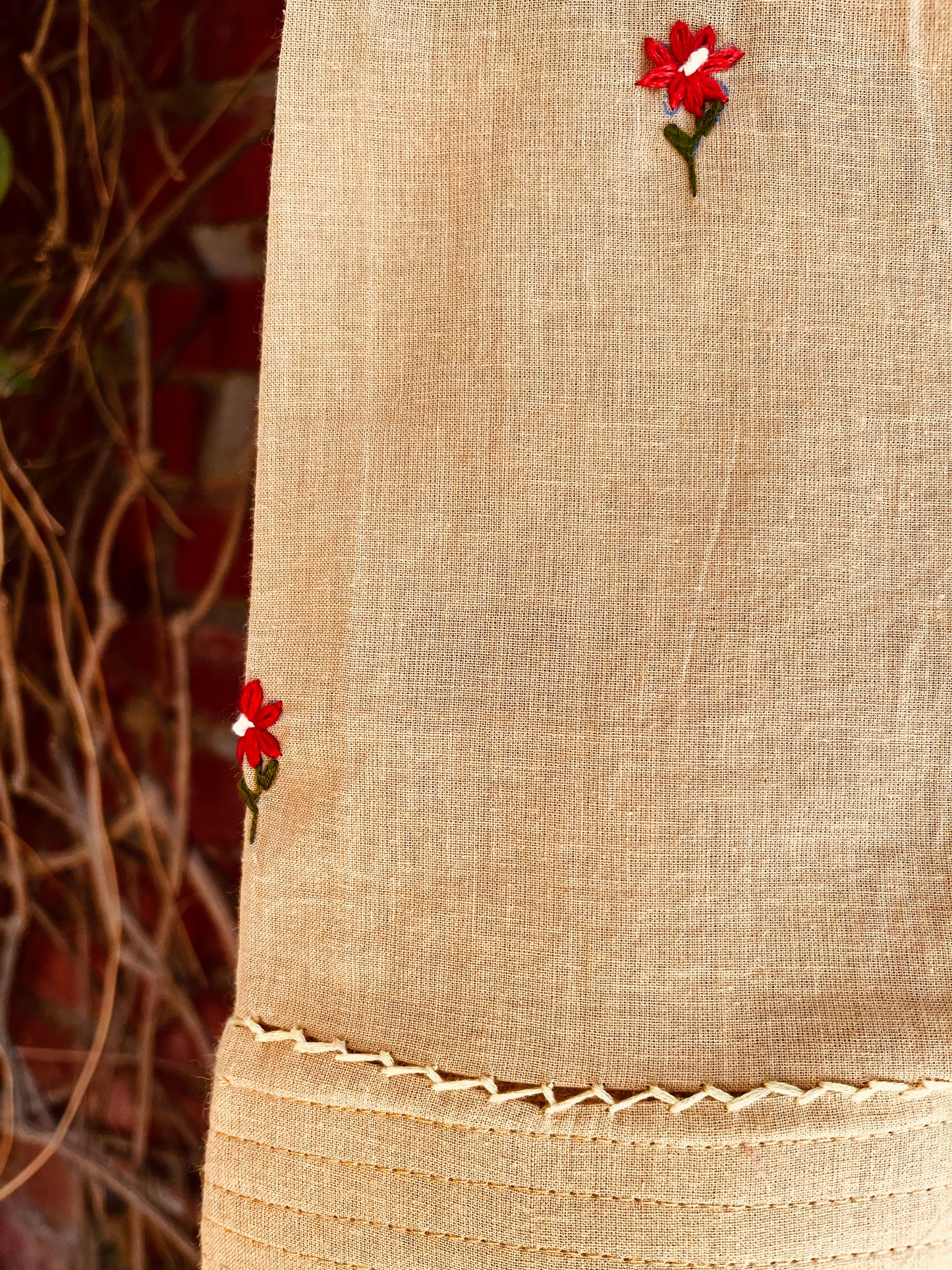 Beige Cotton Farshi Salwar – Hand Embroidered