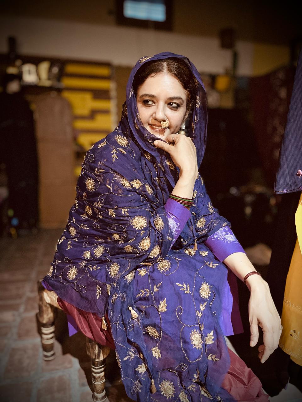 Royal Purple Tilla Embroidered Chiffon Dupatta