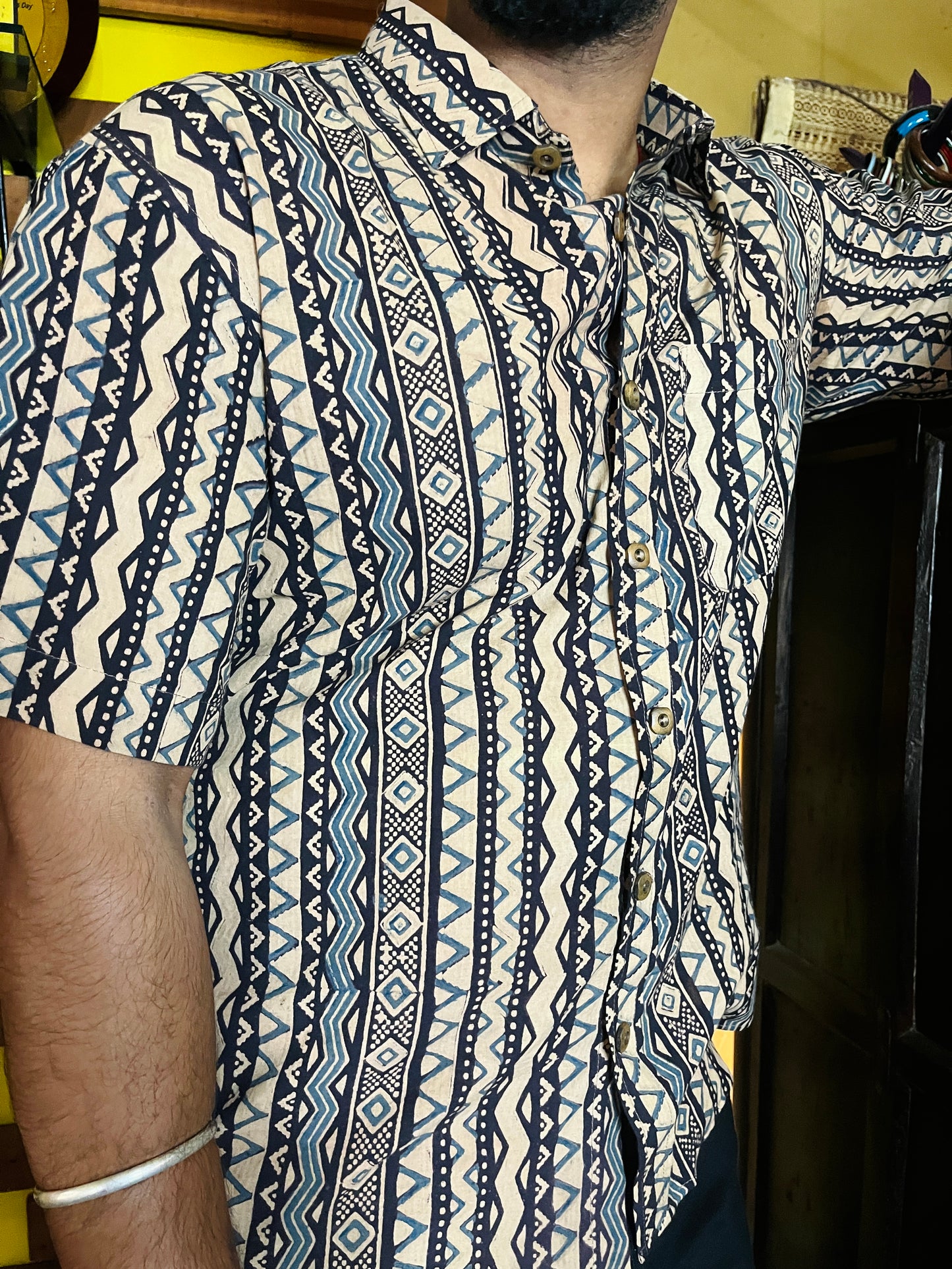 Tribal Print Vegetal Dyed Shirt