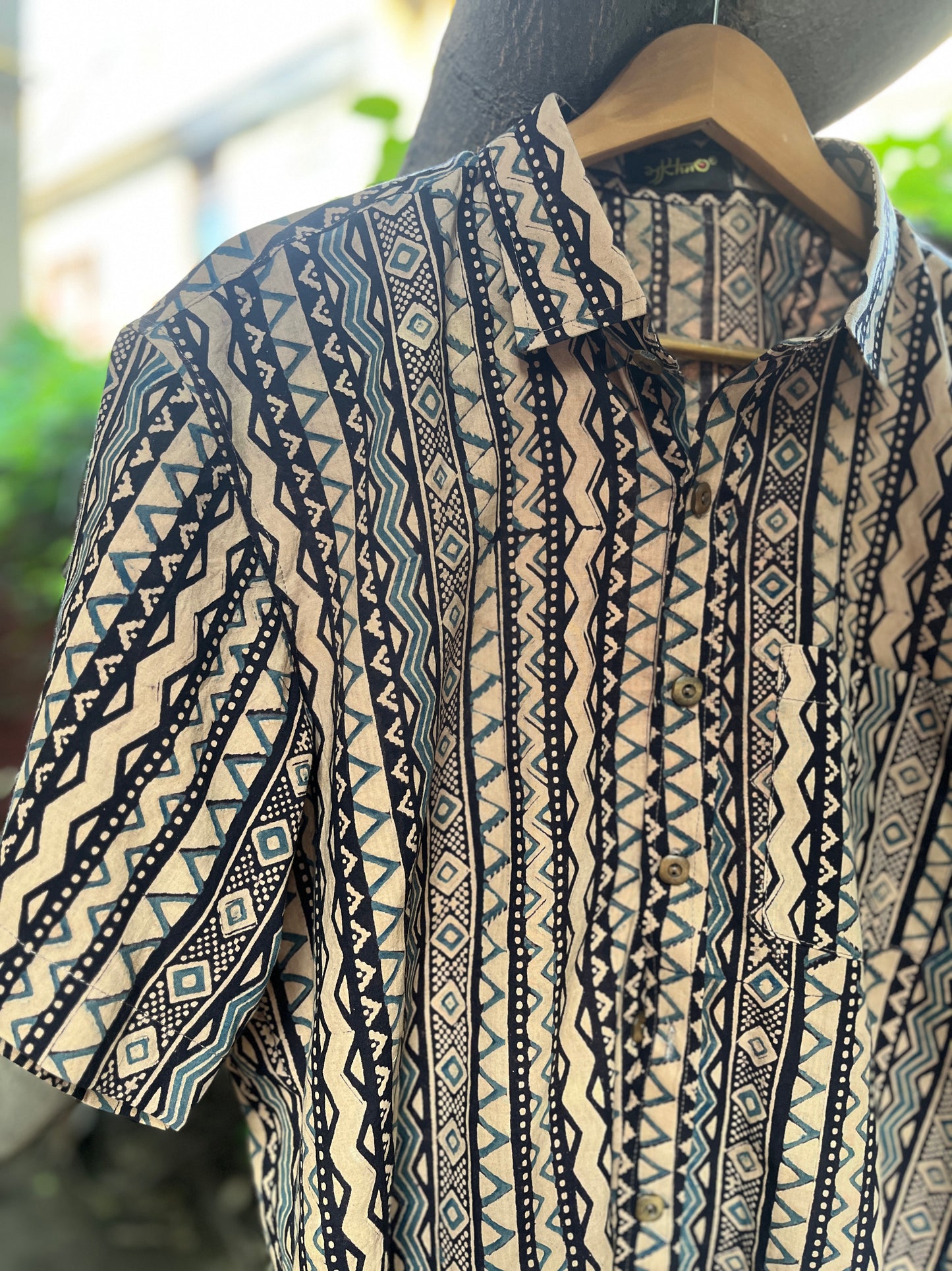Tribal Print Vegetal Dyed Shirt
