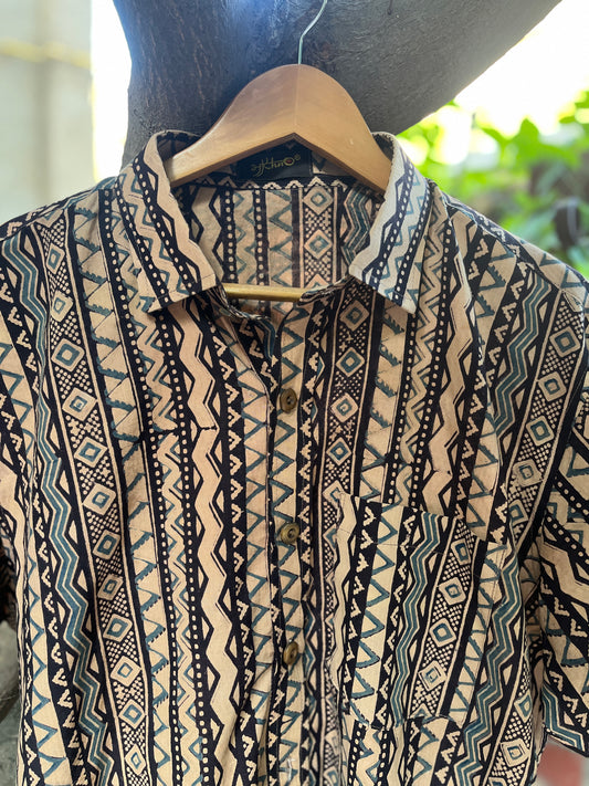 Tribal Print Vegetal Dyed Shirt