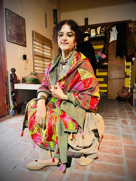 Baagh – Heritage Punjabi Phulkari on Handspun Thin Khaddar Fabric”