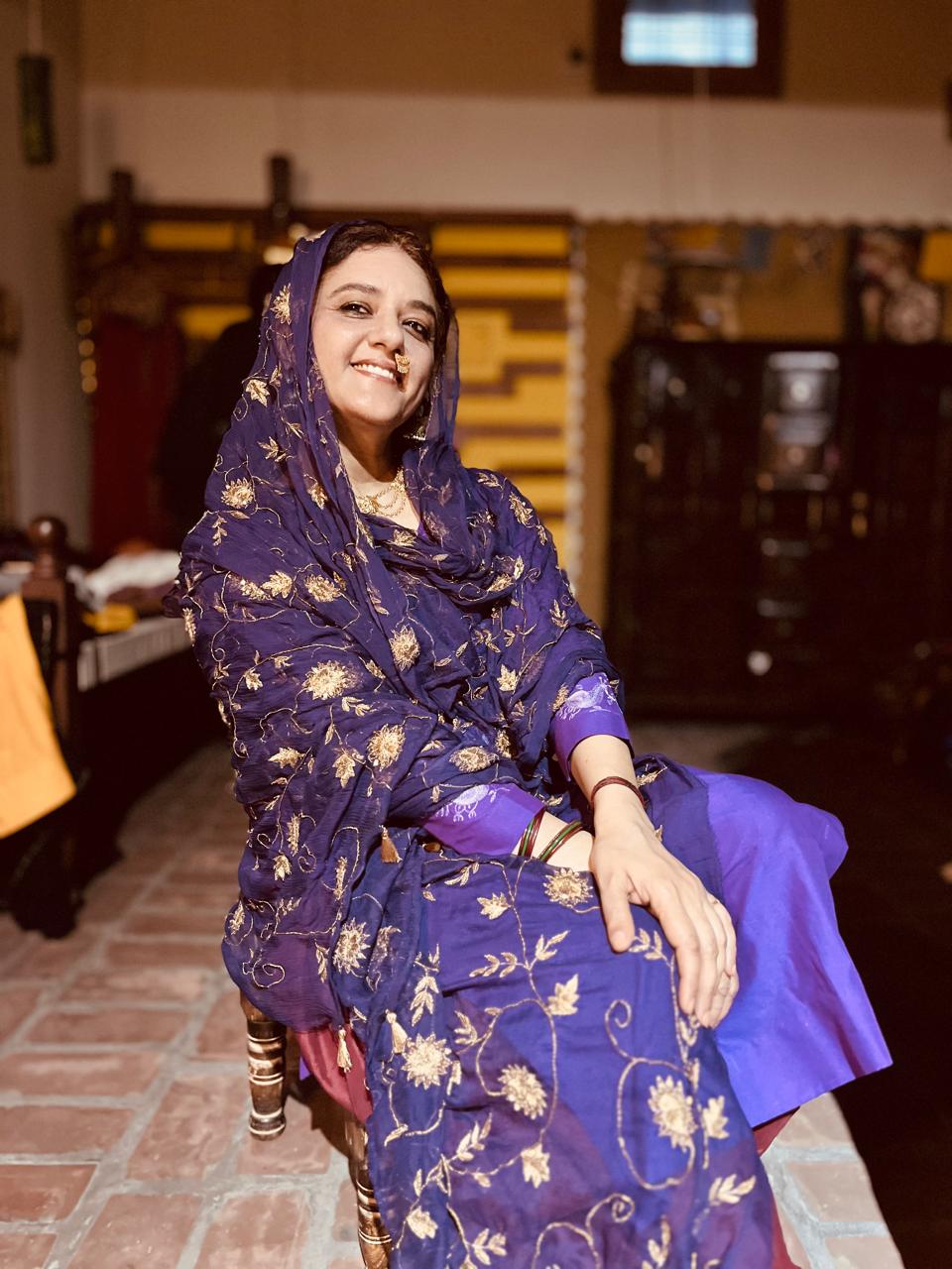 Royal Purple Tilla Embroidered Chiffon Dupatta