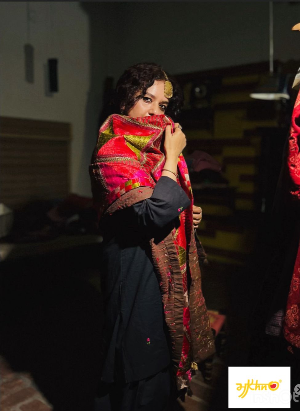 Handcrafted Bagh Phulkari Dupatta – Vibrant Pink & Gold Embroidery | Premium Punjabi Heritage